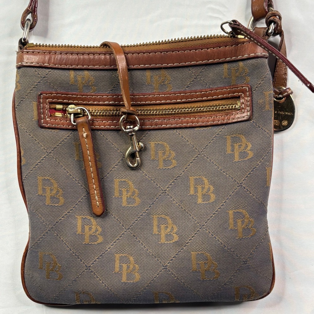 Dooney & Bourke Monogram Signature Canvas Crossbody Bag Brown‎ Leather Trim Duck